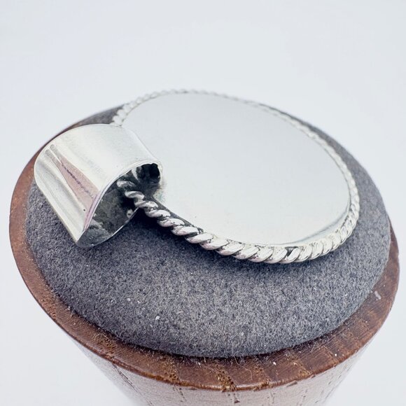 VTG Sterling Silver 925 Engravable Rope Border Circle Pendant Size 1.5" Length - Picture 5 of 9
